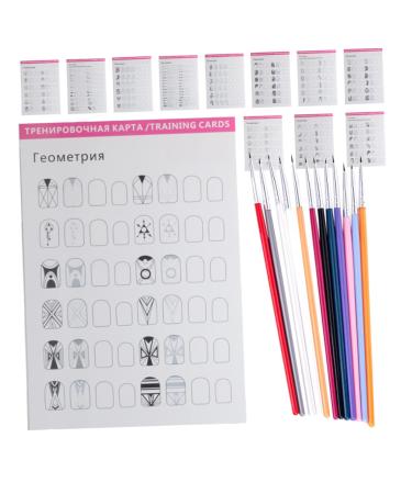 1 Set manicure exercise book nail art nail art drawing stencil nail art manicure tool nail kits nail art practice templates for beginner painted wooden eyeliner brush