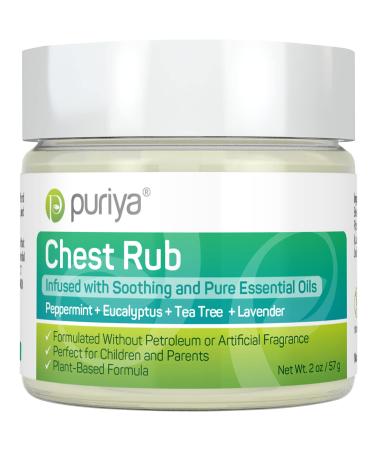 Puriya Chest Rub Cream Support for Congestion and Sinuses, Breathe Ease Balm, Plant Rich Active Formula, Eucalyptus Oil, Lavender, Tea Tree, Supports Sinus and Nasal Passages, Safe for Kids and Adult 2 Ounce (Pack of 1)