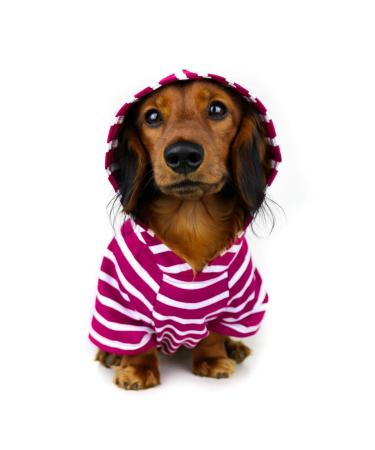 DJANGO Dog Hoodie and Super Soft and Stretchy Sweater with Elastic Waistband and Leash Portal (Small, Boysenberry) Small Boysenberry