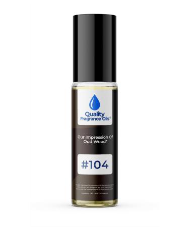 Quality Fragrance Oils' Impression #104 Inspired by Oud Wood for Men (10ml Roll On) Oud Wood Impression #104 0.34 Fl Oz (Pack of 1)