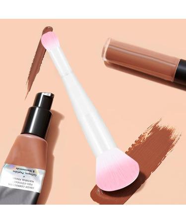 Dual Ended Brush Makeup - Soft Bristled Blush Brush For Face With Double Head | Beauty Tools Brush For Women Girls For Powder Liquid Concealer Cream Blush Concealer Foundation White Handle White Tube - Buy Online on GoSupps.com