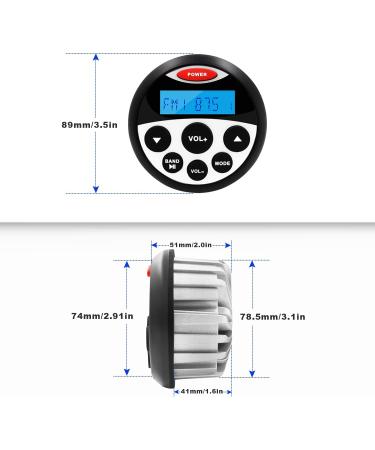 GUZARE Marine Stereo Package | Waterproof Radio with Bluetooth MP3 USB AM FM AUX | 3 Inch x 2 Black Speakers | Black Antenna Included - Buy Online on GoSupps.com