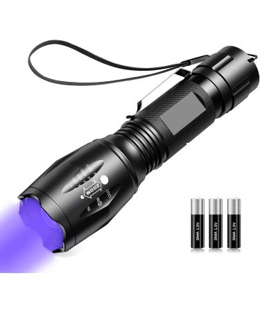 Black Light ,Flashlight, LED UV Torch 2 in 1 Blacklight with 500LM Highlight, 4 Mode, Waterproof for Pet Clothing Food Fungus Detection/Night Fishing/Travel