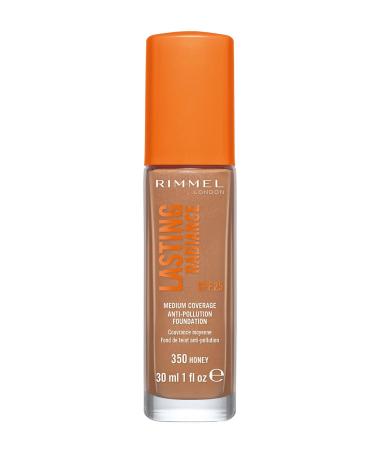 Rimmel Lasting Radiance Medium Coverage Anti Pollution Foundation SPF 25 350 Honey (Rimmel Wake Me Up Foundation Upgrade) Honey 30 ml (Pack of 1)