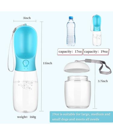 Large 19oz Portable Dog Water Bottle Dispenser with Food Container - Blue - Buy Online on GoSupps.com