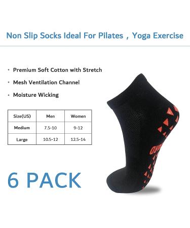NOVAYARD 6 Pairs Non Slip Grip Socks for Hospital, Yoga, Pilates - Men & Women - Black - Large - Buy Online on GoSupps.com