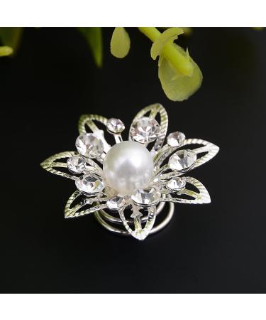 Yantu 10 Pcs Crystal Flower Hair Pins - Women's Swirl Twists Coils Spirals Clips - Buy Online on GoSupps.com