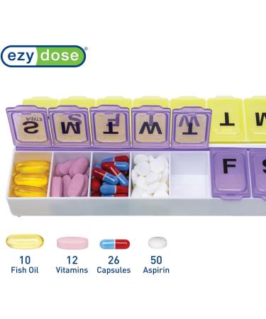 EZY DOSE Weekly 14-Day Pill Case | BPA Free Medicine Planner & Vitamin Organizer with Easy-to-Open Large Snap Compartments | International Shipping Available - Buy Online on GoSupps.com