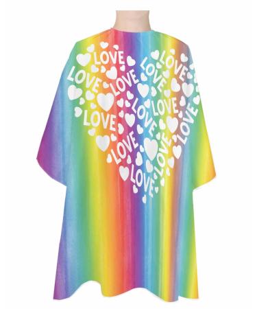 Rainbow Watercolor Barber Cape - Salon Hair Cutting Cape for Women Men Kids Adults Abstract Gradient Love Haircut Cape with Adjustable Elastic Neckline Hairdressing Stylist Cape Gown Accessories 1 piece 55x63 Inch Lemon Yellow Bright Red Dark Blue