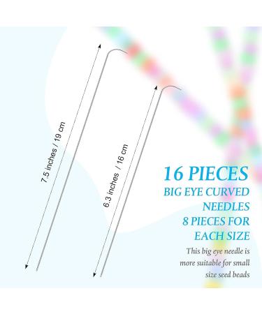 16 Pack 7.5 & 6.3 Big Eye Curved Beading Needles Set - Stainless Steel Sewing Bead Spinner Needles - Buy Online on GoSupps.com