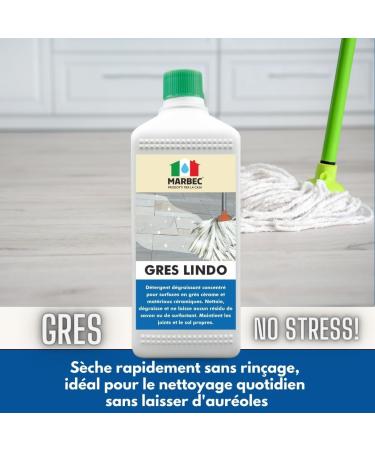 Marbec LINDO 1LT GRES + MELAMINE PAD Detergent for cleaning porcelain stoneware degreases and does not contaminate the surface with greasy surfactants and rinsing agents. - Buy Online on GoSupps.com