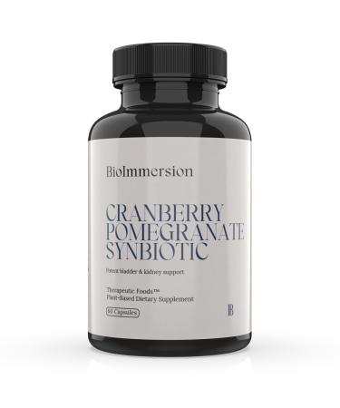 BioImmersion Cranberry Pomegranate Synbiotic - Organic Cranberry Pomegranate Extract 40% Punicalagins D-Mannose & Probiotic Blend - Supports Urinary Tract and Microbial Wellness - 60 Capsules