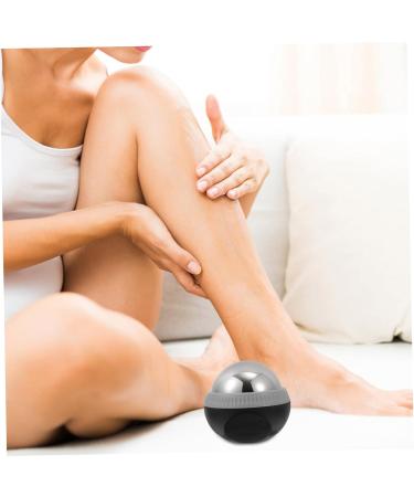 Homsfou Stainless Steel Massage Globe - Yoga Fitness Ice Roller Ball for Hand & Foot Massage - Cold Therapy Relief 8.3x7.5cm Black - Buy Online on GoSupps.com