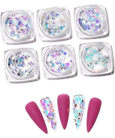 OKwife Aurora White Sequins Nail Art Glitter Powder - Mermaid Dust & Small Flakes for DIY Nail Decorations - Buy Online on GoSupps.com