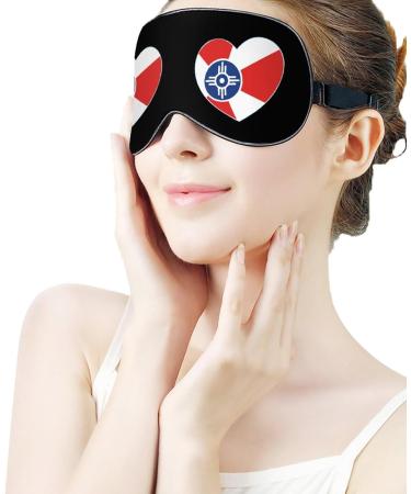 Wichita Flag Heart Sleep Mask Eye Cover for Sleeping Blindfold with Adjustable Strap Blocks Light Night Travel Nap for Men Women - Buy Online on GoSupps.com