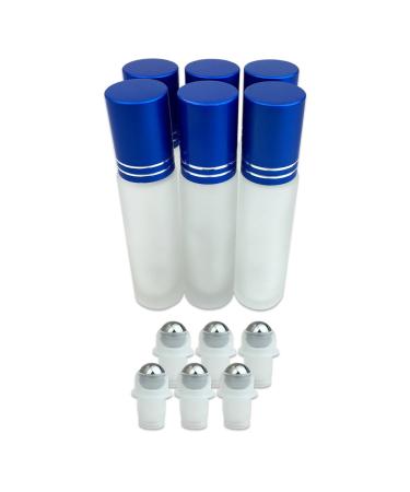 Beauticom 10ml Blue Glass Roll-On Bottles - 6 Pack with Metal Caps & Stainless Steel Roll Balls for Essential Oils Aromatherapy Perfume Lip Gloss & Lip Balm - Buy Online on GoSupps.com