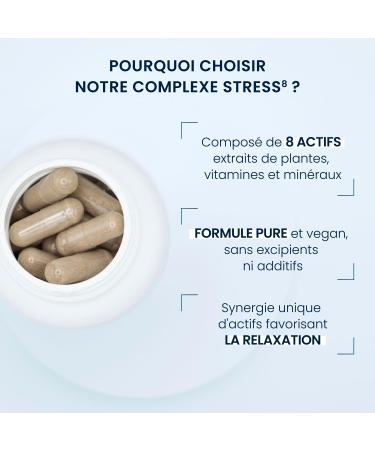 Stress Complex 8 Natural Active Ingredients for Stress and Emotional Balance 90 Capsules 100% Vegan No Additives Wellness and Serenity High Quality Dynveo - Buy Online on GoSupps.com