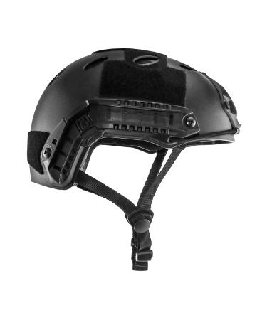 QWORK Tactical Helmet Maritime Helmet, PJ Type Adjustable Paintball Airsoft Fast Helmet with NVG Mount and Side Rails Fit a Variety of Accessories, ABS Lightweight Hard Shell, Black
