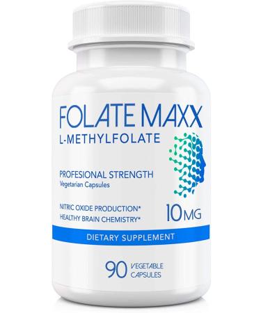 FolateMaxx L-Methylfolate 10 mg 90 Capsules Active Folate Non-GMO Methyl Folate 5-MTHF 90 Count (Pack of 1)
