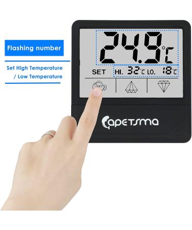 Capetsma Digital Aquarium Thermometer - Large LCD Accurate Water Temperature Measurement for All Aquarium Sizes Flash Alarm - Safe & Simple Use - Buy Online on GoSupps.com