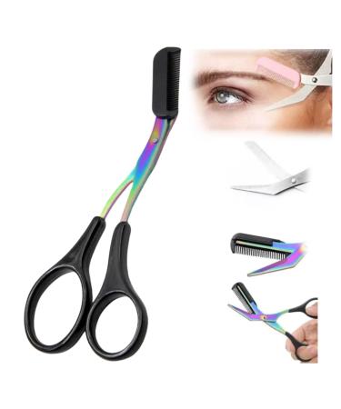Eyebrow Trimmer Scissor 2024 New Eyebrow Scissors with Comb Precision Eyebrow Trimming Scissors Non-Slip Eyebrow Cutter Hair Removal Eyebrow Scissors Makeup Tool (Black)