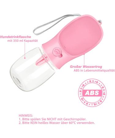 Nepfaivy 350ml Portable Dog Water Bottle & Feeder - Pink | Perfect for Hiking & Travel with Small Dogs - Buy Online on GoSupps.com
