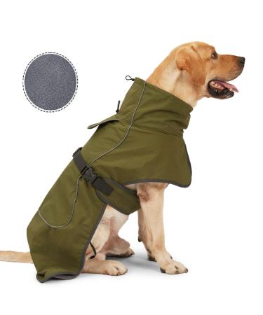 Dog Raincoat - Waterproof Dog Winter Jackets Windproof Coat with Velvet Inner Winter Dog Rain Coat with Reflective Strip,Green 2XL XX-Large Green