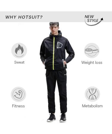 HOTSUIT Sauna Suit Men Anti-Rip Boxing Sweat Suits - Black, 3X-Large - Buy Online on GoSupps.com