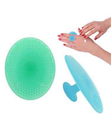 Facial Cleansing Brush Soft Food Grade Silicone Face Scrubber Facial Scrub for Massage Pore Cleansing Blackhead Removing-Gentle Exfoliation and Deep Scrubbing (Blue  Green)