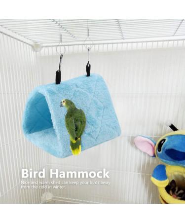Plush Bird Hammock Warm Bird Nest Hanging Pet Bird Cage Cave Swing Parrot Tents Bed for Parakeet Cockatiel Lovebird Budgie Canary Cockatoo (S-Blue) S Blue - Buy Online on GoSupps.com