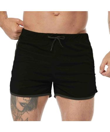 Summer Shorts for Men, Mens Loose Fit Comfy Shorts Casual Elastic Waist Athletic Gym Summer Beach Shorts with Pockets D-black Medium