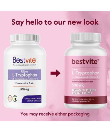 BESTVITE L-Tryptophan 500mg with B3 & B6 (120 Vegetarian Capsules) No Fillers No Stearates - Buy Online on GoSupps.com