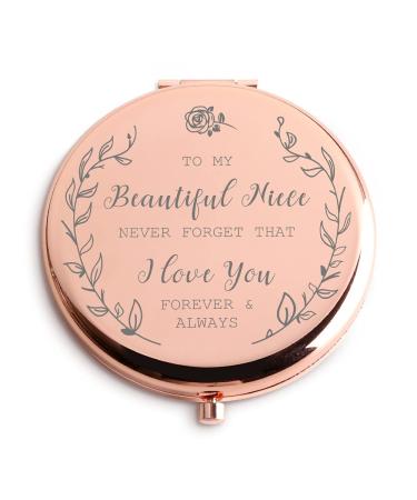Java Wood Niece Gifts from Auntie Uncle to My Beautiful Niece Wedding Gift Ideas Rose Gold Makeup Mirror Niece Graduation Birthday Niece Gifts from Aunt
