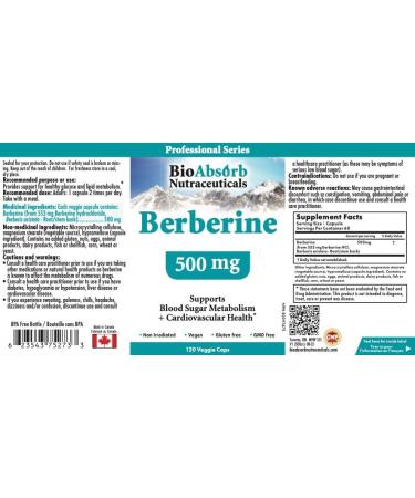 Berberine 500mg Supplement 97% Tested Purity Berberine Supplements Sourced From Non-GMO Berberis Aristata (120 Veggie Caps of Berberine HCL) 120 count (Pack of 1) - Buy Online on GoSupps.com