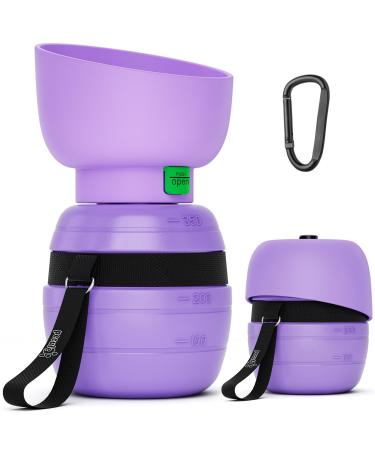 Pecute drinking bottle dogs for on the go dog drinking bottle silicone water bottle dog with foldable water bowl dog drinking bottle to go pet drinkable purple s 350 ml s (350ml) purple