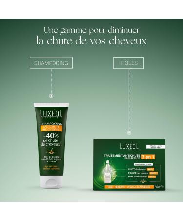LUXEOL - Routine Chute Progressive - Chute des Cheveux - Traitement Antichute Progressive 3 en 1 (14 x 7 ml) + Shampooing Antichute Progressive (200 ml) - Buy Online on GoSupps.com