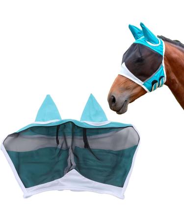 Horse Fly Mask Fine Mesh Design Comfortable Horse Face Mask for Horse for Face Protection Blue - Buy Online on GoSupps.com