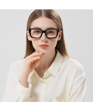 Hubeye Retro Oversized Square Frame Reading Glasses 2 Pairs - Blue Light Blocking Computer Reader for Women Men (Black) +2.25 Dioptres - Buy Online on GoSupps.com