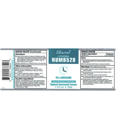 Ebanel 5% Lidocaine Numbing Cream 5-Pack for Hemorrhoid Treatment - Maximum Strength Topical Anesthetic with Aloe Vera and Vitamin E - 1.35 Oz each - Buy Online on GoSupps.com