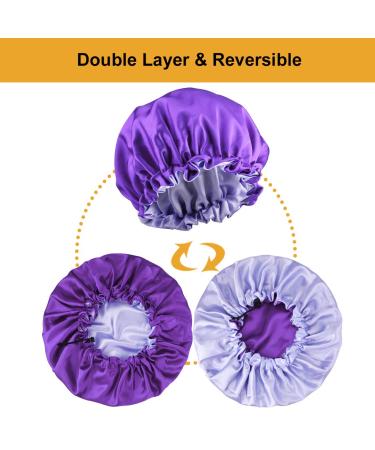 5pcs Double Layer Reversible Satin Bonnet for Black Women - Large Drawstring Silk Hair Cap for Curly Hair and Braids - Buy Online on GoSupps.com