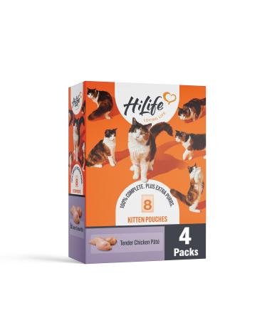 HiLife Kitten Wet Cat Food Tender Chicken Pate Complete Cat Food Pouches for Kittens 1 - 12 Months 100% Natural & Grain Free (8 x 70g Pouches) 4 Pack 70 g (Pack of 32) Chicken Pate