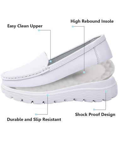 ZYEN Women's Nursing Shoes - Comfortable Slip-On Loafers for Work - White, Size 8 - Buy Online on GoSupps.com