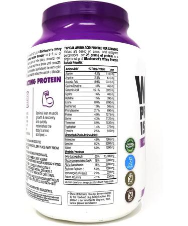 Bluebonnet 100% Natural Whey Protein Isolate - Original Flavor 2.2 lbs (992g) - High-Quality Protein Supplement - Buy Online on GoSupps.com