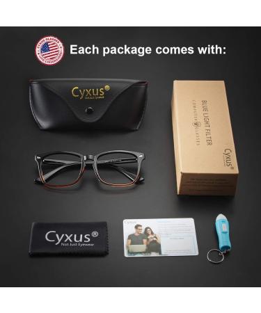 Cyxus Blue Light Filter Glasses - Anti-Blue Light Protection for Laptops Smartphones & Tablets | 8082 Black & Orange | Stylish & Comfortable - Buy Online on GoSupps.com