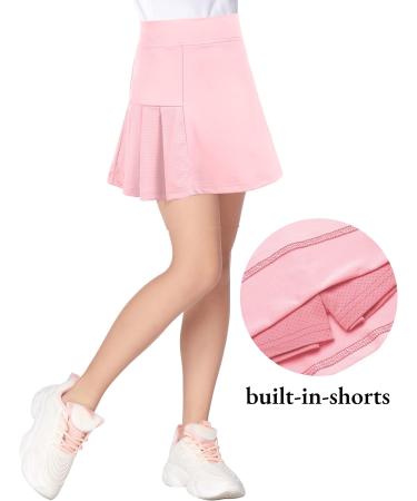 Arshiner Girl's Sport Skirts with Shorts | Athletic Pleated Skort | Light Pink | Size 6-7 Years - Buy Online on GoSupps.com