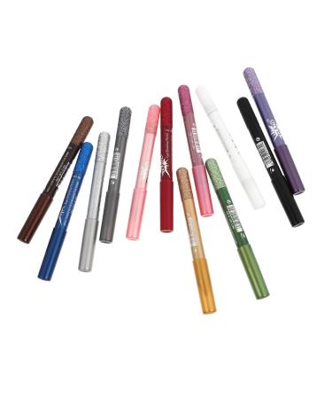 NOLITOY 12pcs Pearlescent Eyeshadow Pencil Eyeshadow Stick Waterproof Eye Liner Pencil Eye Shadow Sticks 12.5X0.5cm Assorted Color