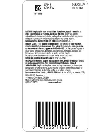 Duracell 301/386 Silver Oxide Button Battery - Long-Lasting 1 Count Pack for Watches Toys & Medical Devices | International Shipping Available - Buy Online on GoSupps.com