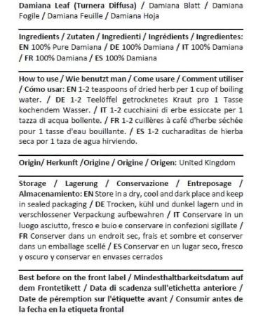 Health Embassy Damiana Leaf Tea | Damiana Feuille Tisane | Turnera diffusa | Loose Herbal Tea (100g) - Buy Online on GoSupps.com