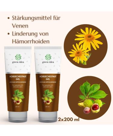 Buy Green Idea Rosskastania Ointment Gel for Varicose Veins - 2 x 200ml - Horse Chestnuts & Arnica - Effective Relief for Spider Veins & Hemorrhoids - Buy Online on GoSupps.com