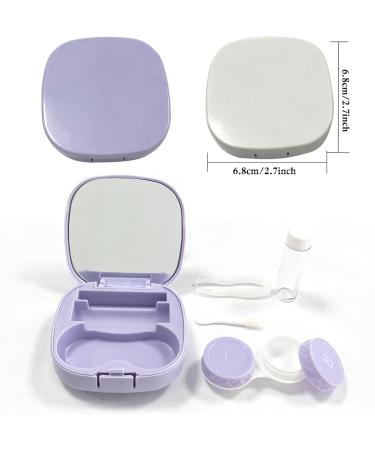Buy Hown Contact Lens Container Travel Set - Cute Tui with Mirror Tweezers & Remover - 2 Pieces Purple/White | Ideal for Daily Use - Buy Online on GoSupps.com